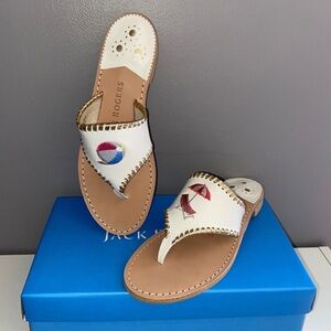 JACK ROGERS Beach Ball Chair Embroidered Flat Thong Sandal Women's 8